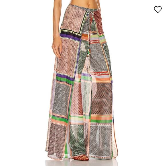 ROSETTA GETTY Apron Wrap Pant tie front cotton silk patchwork sz 4 - Picture 4 of 9